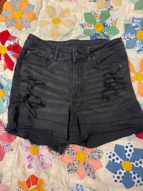 American Eagle Outfitters Black Distressed Jean Shorts